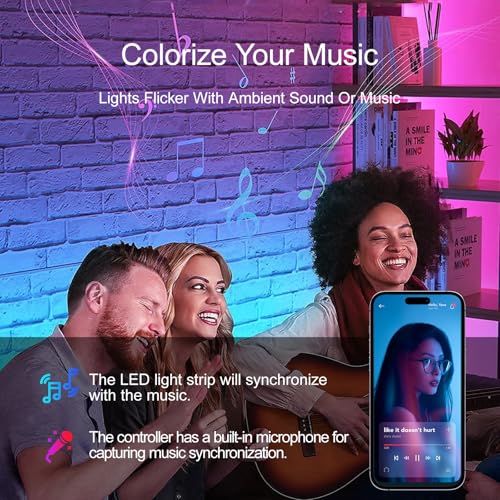 HBOWMDJIA 200FT RGB LED Strip Lights with Remote, Music Sync, App Control for Bedroom & Party