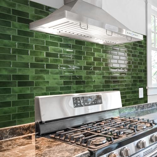 Art3d 10-Pack Jade Green Marble Peel and Stick Backsplash Tiles 12x12 in