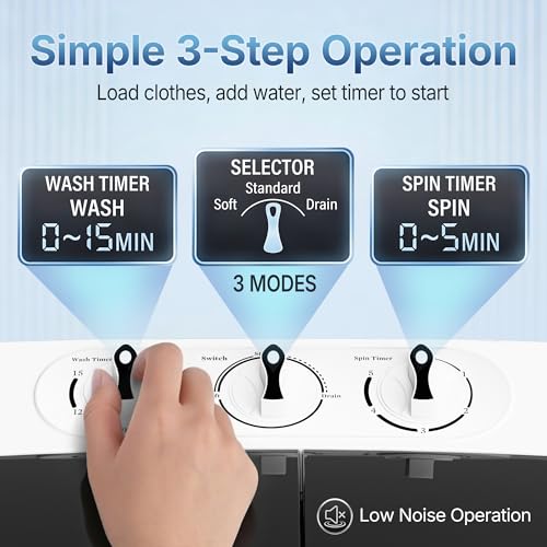 SUPER DEAL Portable Mini Twin Tub Washing Machine 13lb Capacity for Apartments & Camping