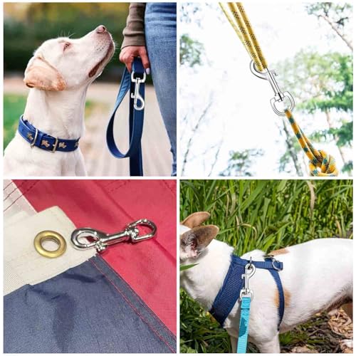 1/4 Inch Heavy Duty Swivel Eye Bolt Snap Hooks for Pet Leash & Outdoor Use - 6 Pack