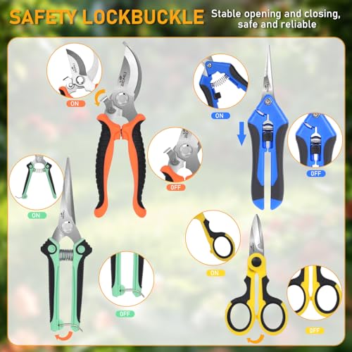 BIDMLI 4-Pack Garden Pruning Shears Set Stainless Steel Floral & Tree Trimmers - Model BIDMLI01