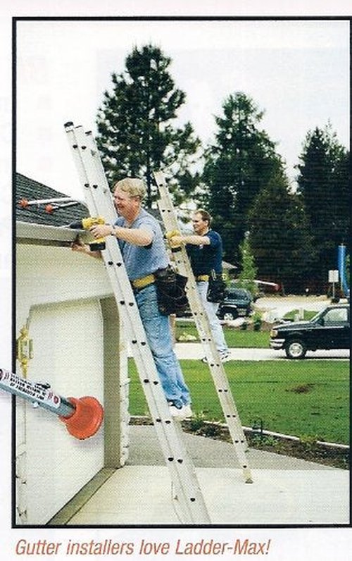 Ladder-Max Stabilizer - Extension Ladder Stabilizer for Roof and Wall - Gutter Protector Attachment Hooks to and fits Most Ladders - Stability and Safety - Heavy Duty Ladder Standoff Tool