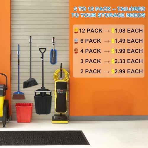 4pack Mop and Broom Holder Wall Mount Self Adhesive - No Drill Mop and Broom Handle Gripper, Household Cleaning Organizer for Organization and Storage, Holds up to 6 lb