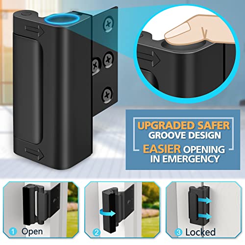 WINONLY Black Front Door Lock Reinforcement Security Lock - Childproof & Heavy Duty