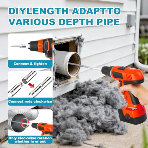 Sealegend 40Ft Dryer Vent Cleaner Kit with Flexible Rods & Brush Head