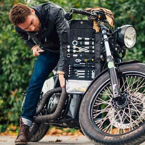 ODINSBERG Motorcycle Tool Roll Bag Tools NOT Included - Small Tool Bag Wrench Roll Up Tool Bag Organizer Pouch Wrap Motorcycle Tool Kit Box For Harley Enduro Dirt Bike UTV Motorcycle Accessories Gear