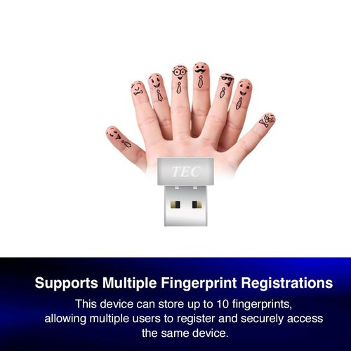 TEC SecureTouch TE-FPA3-MC USB Fingerprint Reader - Windows Hello, Secure Authentication & Encryption