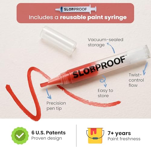 Slobproof Refillable Touch-Up Paint Pen Pack of 2 - Precision Brush Tip for Home Repairs
