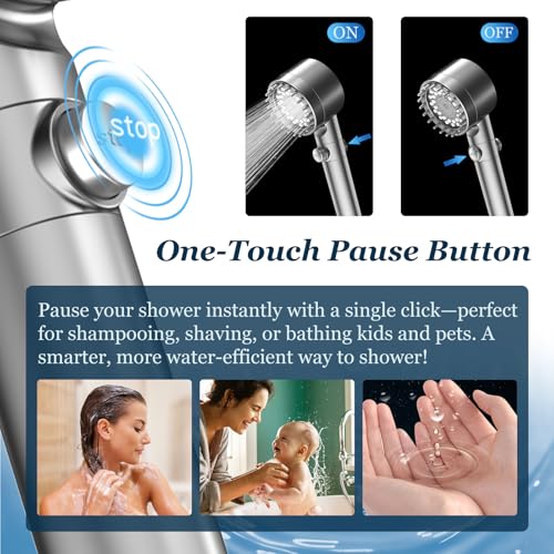 FEELSO Gray Handheld Shower Head with Filter, High Pressure & Water Saving