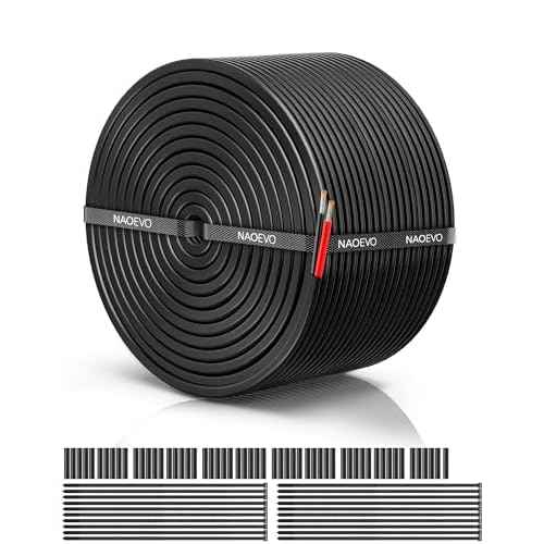 NAOEVO 18 Gauge Wire 2 Conductor Electrical Wire, 18 AWG Stranded PVC Cord, 12V Low Voltage/Tinned Copper/Flexible Cable for Automotive Wiring, Lamp Cord, Marine Cable (100FT)
