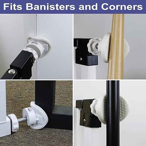 Baby Gate Banister Adapter (2 Pack) Universal Hardware for Pressure Mounted Gate - Stairs to Wall Parts for Pets - White Extender