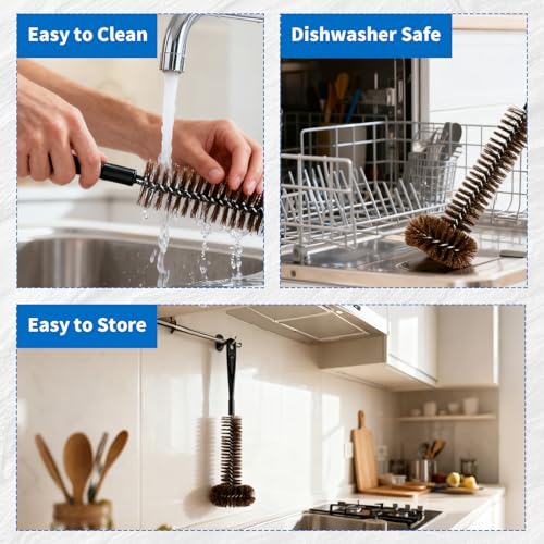 Ullnosoo 2 Pack Garbage Disposal Cleaner Brush — Extra-Long 15in 3D Nylon Bristle, Universal Fit