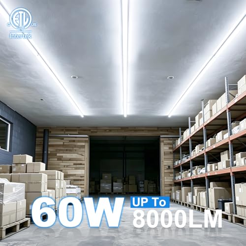 6FT 60W LED Shop Lights Linkable V-Shape 8000LM Cool White 6000K - 4 Pack