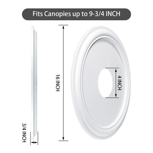 EIFHYT Molded Nylon Ceiling Medallion for Light Fixtures and Ceiling Fans, 16"OD x 4"ID x 3/4"P (Fits Canopies up to 12-3/8") White