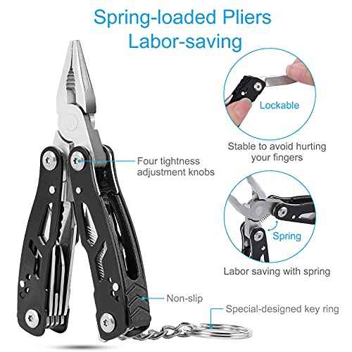 2PCS Bovgero Mini Multitool Pliers 15 in 1, Handmade Multi Tool Plier, Premium Keychain Multitool, Small Multi-tool, Birthday Father?¢æ¢âs Day Gift for Men Him Husband Boyfriend Father Handyman
