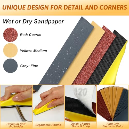 180-Piece Mini Sanding Kit with Grit Sandpaper & Hand Blocks for Woodworking