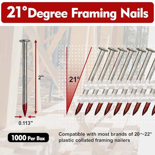 21 Degree Framing Nails 2" x .113" for 20-22 Nailer