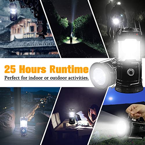 2-Pack Collapsible Solar Waterproof LED Camping Lanterns - Rechargeable & Portable Emergency Light for Hiking, Home, Outdoors