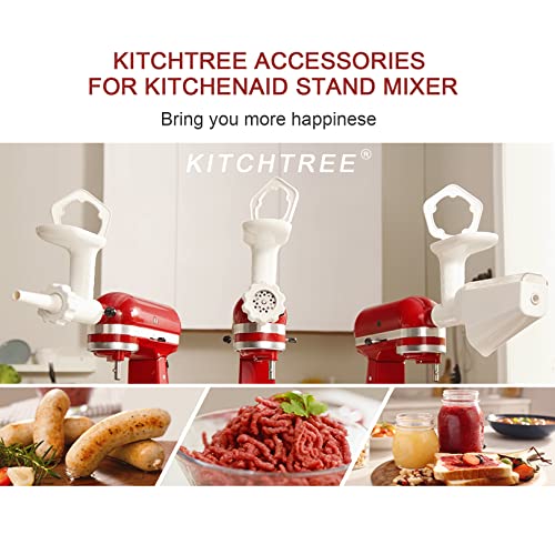 Fruit & Vegetable Strainer & Grinder Attachment Set for KitchenAid White - Includes Sausage Tubes