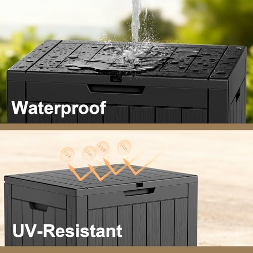Lockable 35 Gallon Waterproof Outdoor Deck Storage Box Black - Patio Organization
