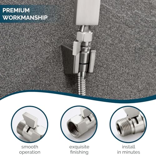 Angle Simple Brushed Nickel Shower Valve with Flow Restrictor & Shut Off - Model 1