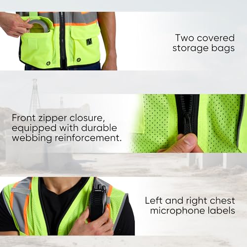 SRsafety High Visibility Vest, Security Vest with 9 Pockets,Mesh Safety Vest for Construction Workers Sanitation Workers