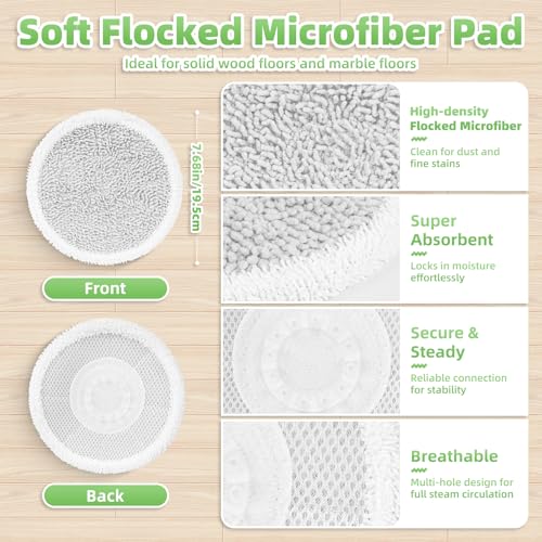 8 Pack Shark Steam Mop Replacement Pads – 4 Scrub + 4 Plush (S8201 S8001 S8002BRN, White/Gray)
