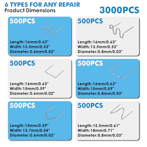 LUMINZENLUX 3000PCS Plastic Welding Staples Kit for Auto Bumper & Plastic Repairs