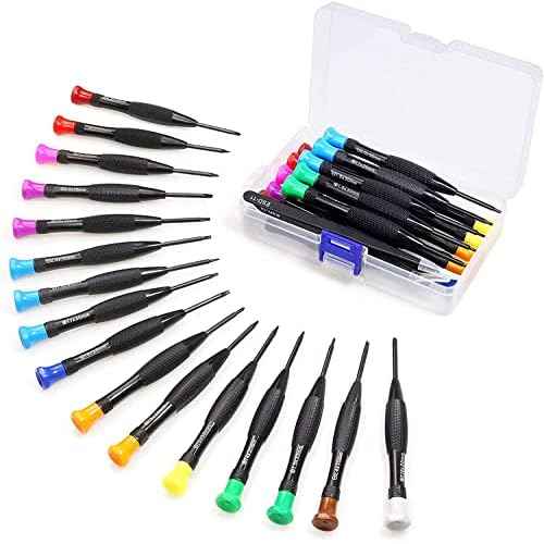Torx Screwdriver Set 18Pcs Mini Screwdriver Set Magnetic Small Torx Phillips Flathead Screwdrivers with T2 T3 T4 T5 T6 T7 T8 T9 T10 Screwdrivers Tweezers for Xbox Mac PS4 Laptop Phone Watch