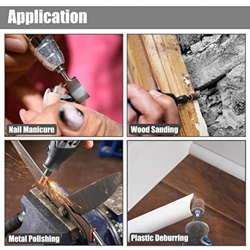 Yakamoz 132Pcs Sanding Drums Kit, 80 120 180 Grit Sanding Bands Mini Drum Sander Sleeves with 3mm Shank Drum Sanding Mandrels for Drill Dog Nail Grinder fits Dremel Rotary Tools