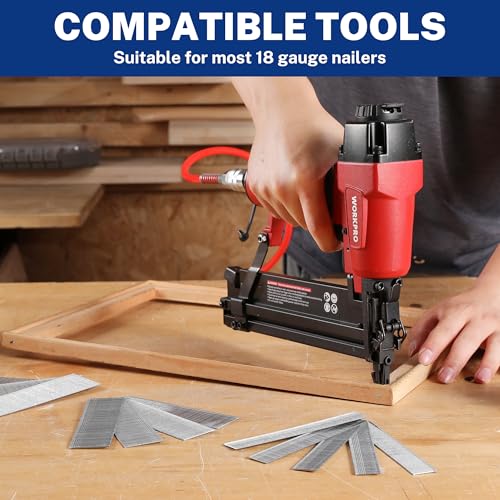 WORKPRO 1200 Count Brad Nails Assortment 2” 1-1/2” 1-1/4” 3/4” Heavy Duty Zinc-Plated Steel