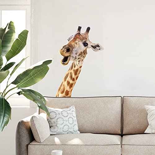 Giraffe Wall Decal Peel and Stick Funny Giraffe Face Stickers Gift for Friends Kids Room Wall Window Decor Fridge Closet Sticker