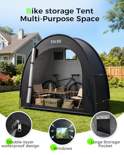 TACXO 79x32x67in Waterproof Bicycle Storage Shed Tent for 2-3 Bikes, Motorcycle & Outdoor Equipment