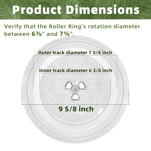 Smallest 9.6 Inch Microwave Plate Replacement Compatible With Panasonic Microwave Glass Plate F06016D00XN, 9.6" Microwave Plate Replacement for Nostalgia 0.7 cu.ft. 700W small retro microwaves