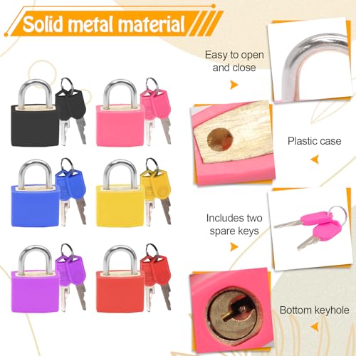 Bonsicoky 6 Pack Multicolor Suitcase Locks with Keys - Travel Security Locks