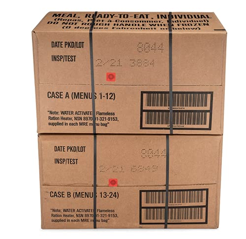 Ameriqual 24ct US Military Surplus MRE Meals Ready to Eat 2021 Inspect A+B Bundle