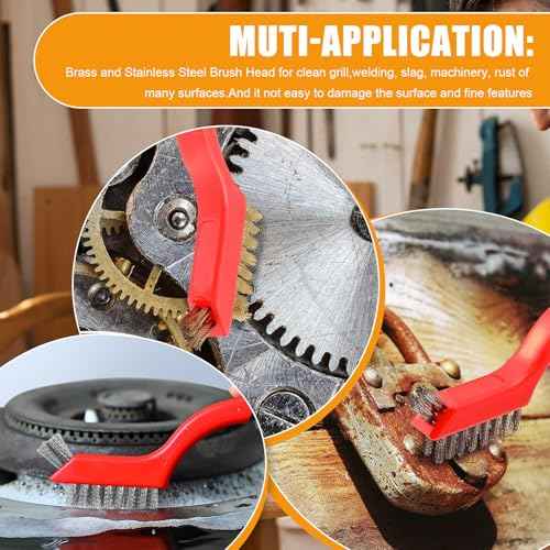 6Pcs Wire Brushes for Cleaning Rust, Small Wire Brush, Wire Wheel for Drill Steel Brush for Cleaning with Nylon, Brass, Stainless Steel, and Carbon Steel Bristles - 7-Inch Handle & 1/4-Inch Hex Shank