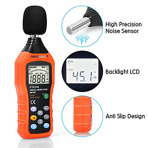 MS6708 Protmex PT6708 Sound Level Meter - Digital Decibel Reader
