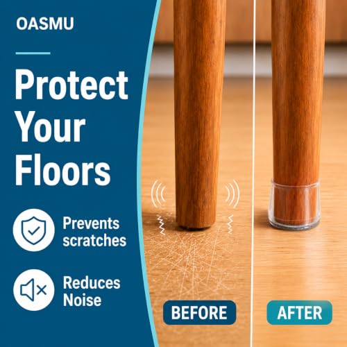 OASUM 32 Pcs Clear Large Silicone Chair Leg Floor Protectors with Felt Pads - Universal Fit