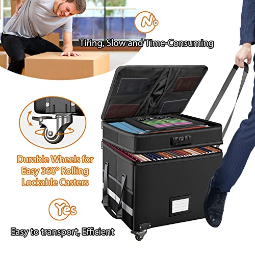 DocSafe Black Fireproof Document Box with Lock & Wheels, 16x13.8x12.2 Inches
