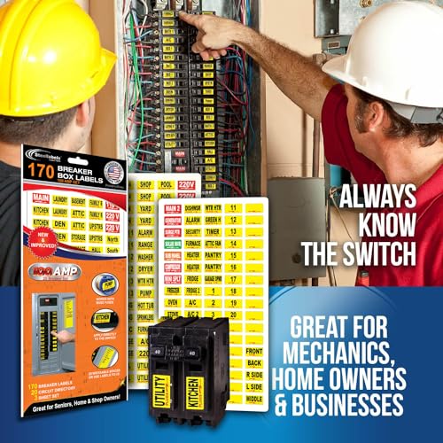 170-Circuit Breaker Decals Set - Bright Easy-Read Vinyl Labels for Panels