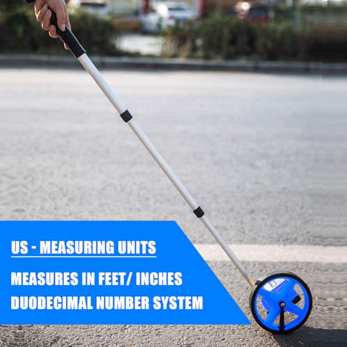 Zozen 6-Inch Measuring Wheel with Telescopic Handle - Feet & Inches, Blue