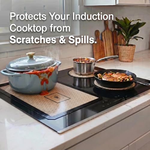 ZETHYR STREET Induction Cooktop Mats Set of 5 – 0.7mm Silicone Fiberglass Protectors, 2 Small 2 Large 1 Half Sheet