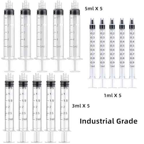 15 Pack 1ml, 3ml, 5ml Measuring Dispenser with14ga, 16ga, 18ga, 20ga Dispensing Accessories and Caps. Measuring and Refilling, Glue Applicator or Oil.
