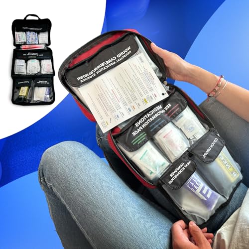 Red DormDoc College First Aid Kit - Compact 175 PCS Emergency Medical Supplies for Dorm, School & Sports