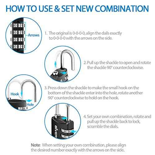 GIVERARE 4 Pack Combination Lock, 4-Digit Padlock Keyless, Resettable Luggage Locks for Backpack, Gym & School & Employee Locker, Weatherproof Travel Lock for Fence, Backyard Gate, Hasp, Case-Black