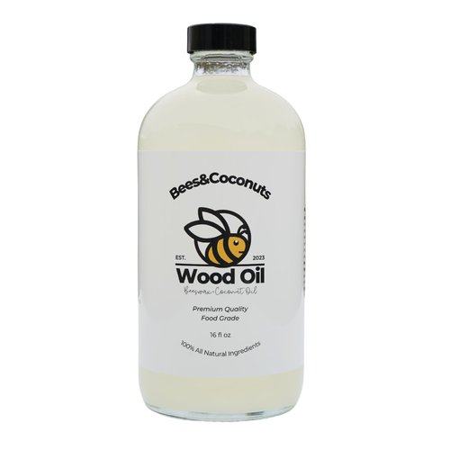 Bees&Coconuts All-Natural Wood Cutting Board Oil 16oz | Made with Fractionated Coconut Oil Infused with Beeswax | Food Grade | Butcher Blocks, Bamboo, Teak, & Wooden Utensils | Made in USA