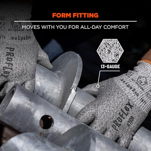 Ergodyne unisex adult Cut-resistant - A3, 13g ANSI A3 PU Coated CR Gloves, Gray, Large US