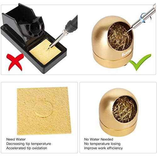 Kaisiking Soldering Iron Tip Cleaner Solder Tip Cleaning Wire and Holder Station Soft Coiled Brass with 3 Pcs Solder Tip Cleaning Wire and 1 Pcs Holder For Cleaning Soldering Irons and Tips