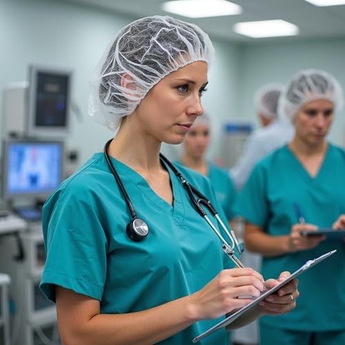 Disposable Bouffant Caps Breathable, Latex-Free, Elastic Edge for Secure Fit, 100 Pcs